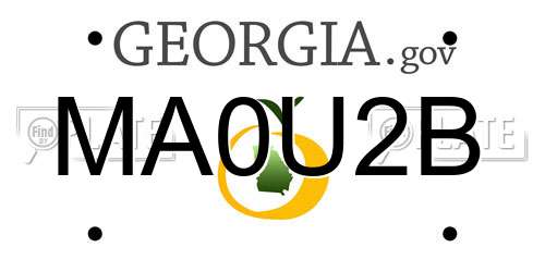MA0U2B Georgia License Plate
