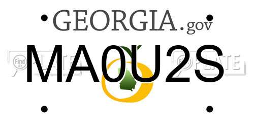 MA0U2S Georgia License Plate