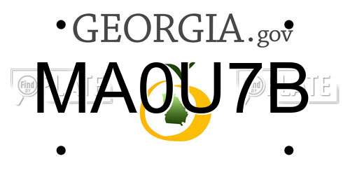 MA0U7B Georgia License Plate
