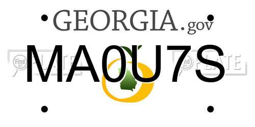 MA0U7S Georgia License Plate