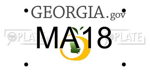 MA18 Georgia License Plate