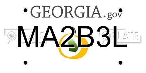 MA2B3L Georgia License Plate