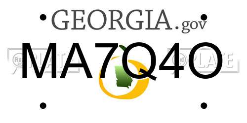 MA7Q4O Georgia License Plate
