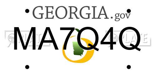 MA7Q4Q Georgia License Plate