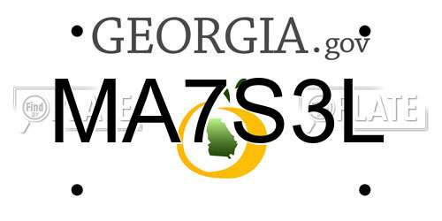 MA7S3L Georgia License Plate