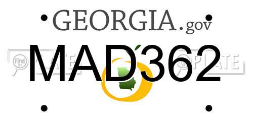 MAD362 Georgia License Plate