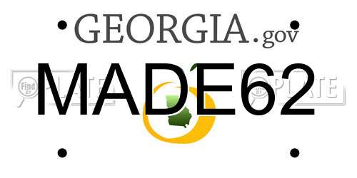 MADE62 Georgia License Plate