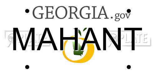 MAHANT Georgia License Plate