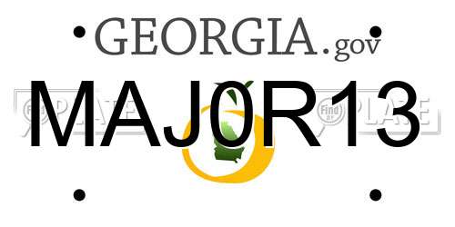 MAJ0R13 Georgia License Plate