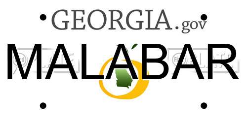 MALABAR Georgia License Plate