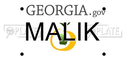 MALIK Georgia License Plate