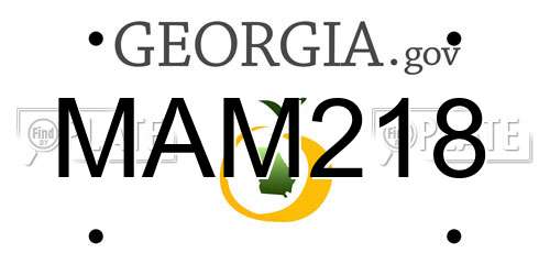 MAM218 Georgia License Plate