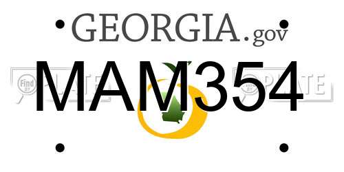 MAM354 Georgia License Plate