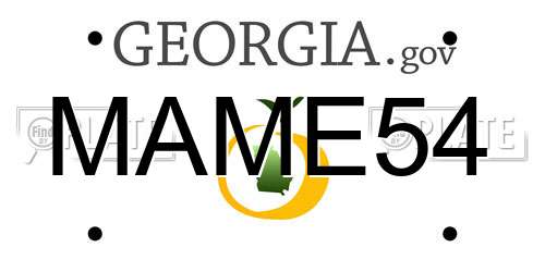 MAME54 Georgia License Plate