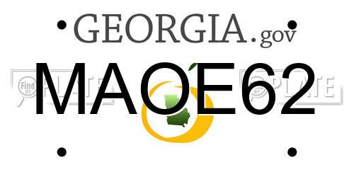 MAOE62 Georgia License Plate
