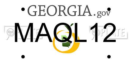 MAQL12 Georgia License Plate