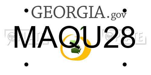 MAQU28 Georgia License Plate