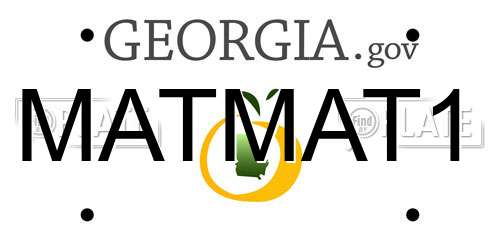 MATMAT1 Georgia License Plate