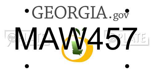 MAW457 Georgia License Plate