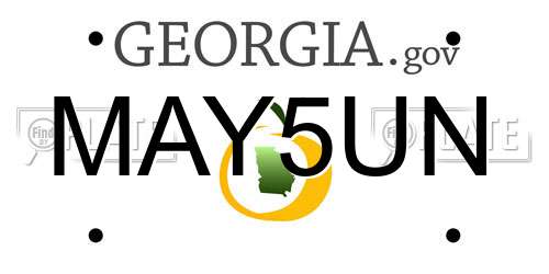 MAY5UN Georgia License Plate