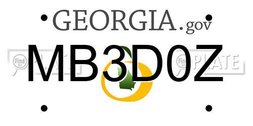 MB3D0Z Georgia License Plate
