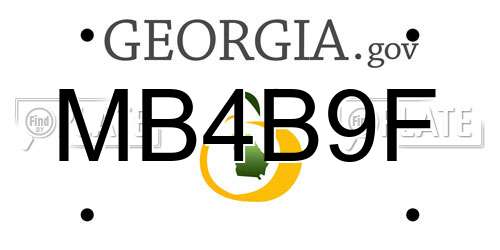 MB4B9F Georgia License Plate