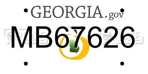 MB67626 Georgia License Plate