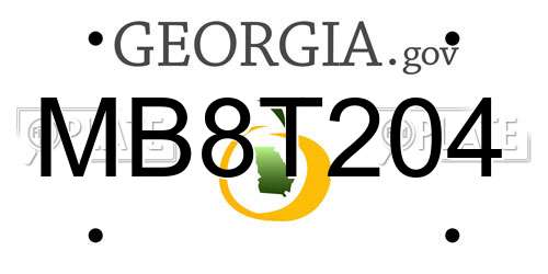 MB8T204 Georgia License Plate