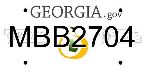 MBB2704 Georgia License Plate