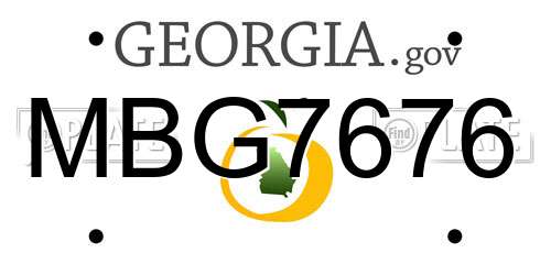 MBG7676 Georgia License Plate