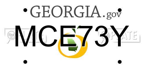 MCE73Y Georgia License Plate