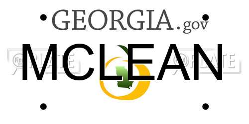 MCLEAN Georgia License Plate