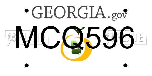 MCQ596 Georgia License Plate