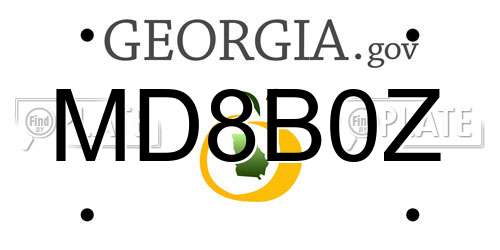 MD8B0Z Georgia License Plate