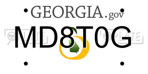 MD8T0G Georgia License Plate