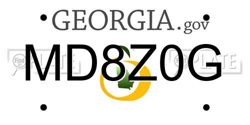 MD8Z0G Georgia License Plate