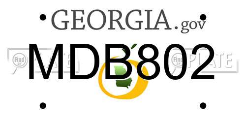 MDB802 Georgia License Plate