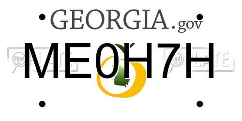 ME0H7H Georgia License Plate