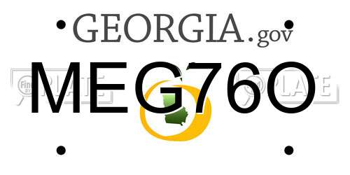 MEG76O Georgia License Plate