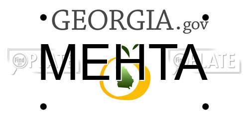 MEHTA Georgia License Plate