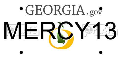 MERCY13 Georgia License Plate