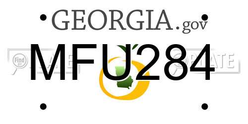 MFU284 Georgia License Plate