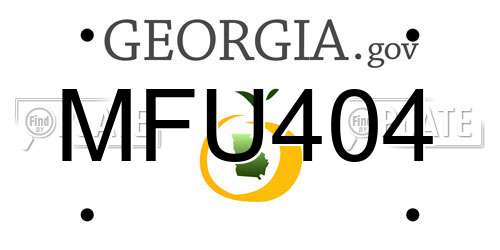 MFU404 Georgia License Plate
