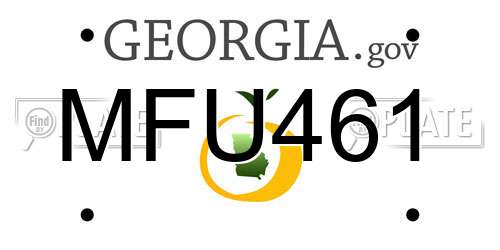 MFU461 Georgia License Plate