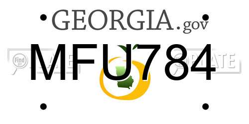 MFU784 Georgia License Plate