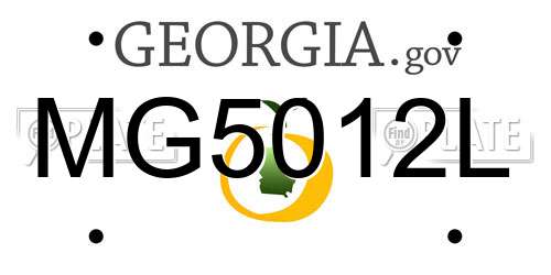 MG5012L Georgia License Plate