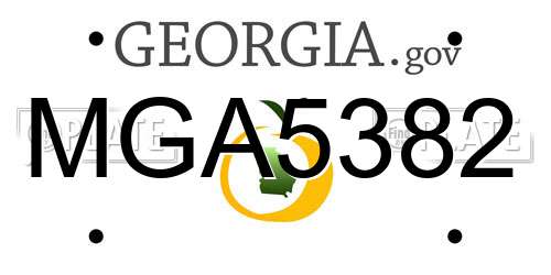 MGA5382 Georgia License Plate