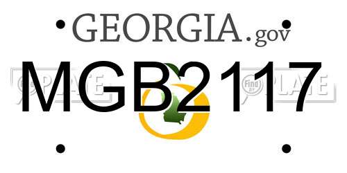 MGB2117 Georgia License Plate