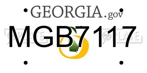 MGB7117 Georgia License Plate