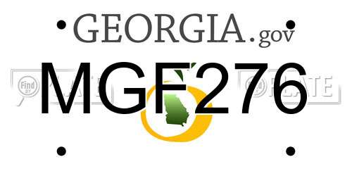 MGF276 Georgia License Plate